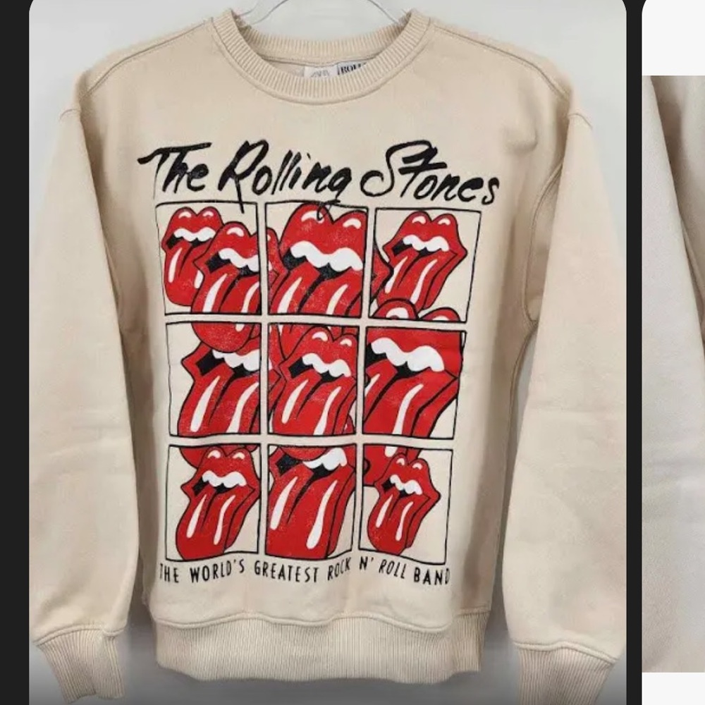 NWT - Zara - ZARA The Rolling Stones Sweatshirt Kids Size 13/14 - Cream